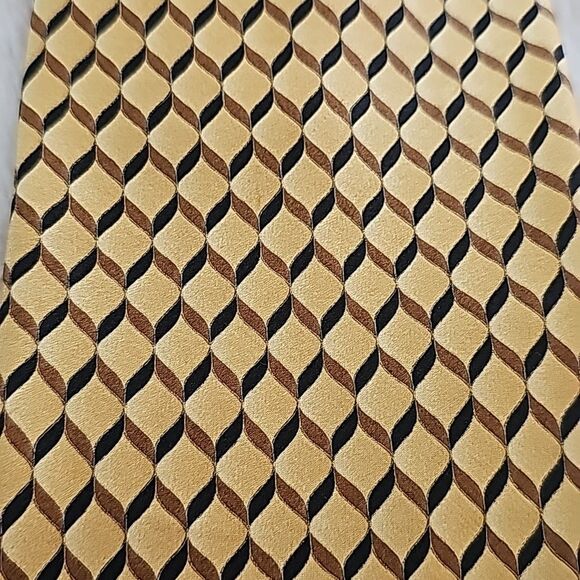 Silk Necktie Gold, Brown & Black. Excellent Condition! - Picture 3 of 4